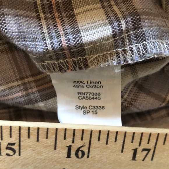 Madewell button-down, light tan and gray plaid, boxy, short-sleeve Courier shirt - Picture 10 of 11